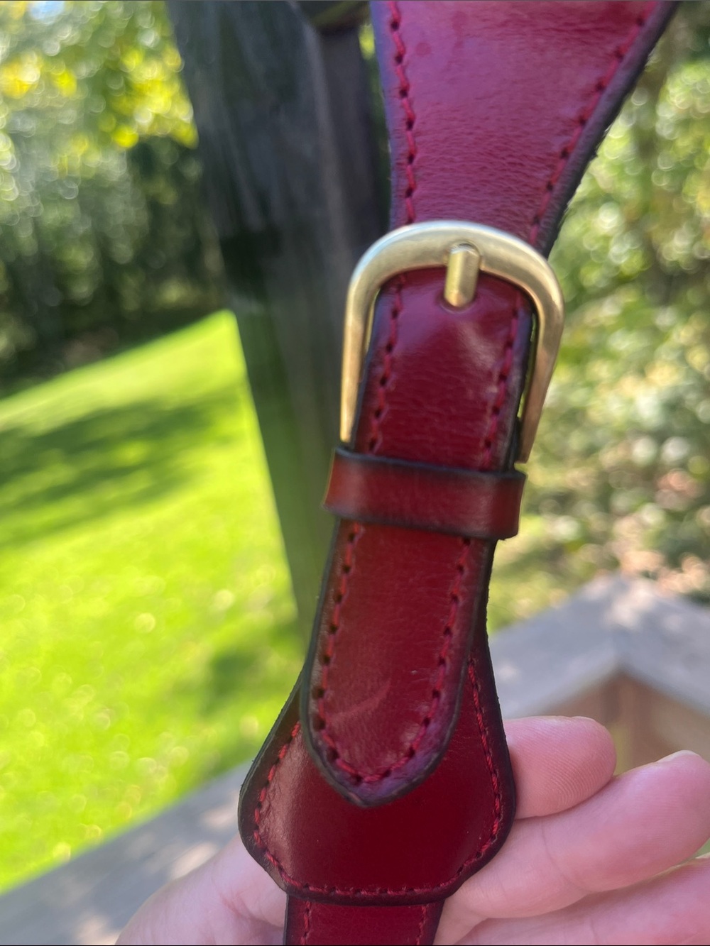 Patricia Nash Red Marbled Leather Crossbody with Gold-Tone Clasp - Picture 9 of 15